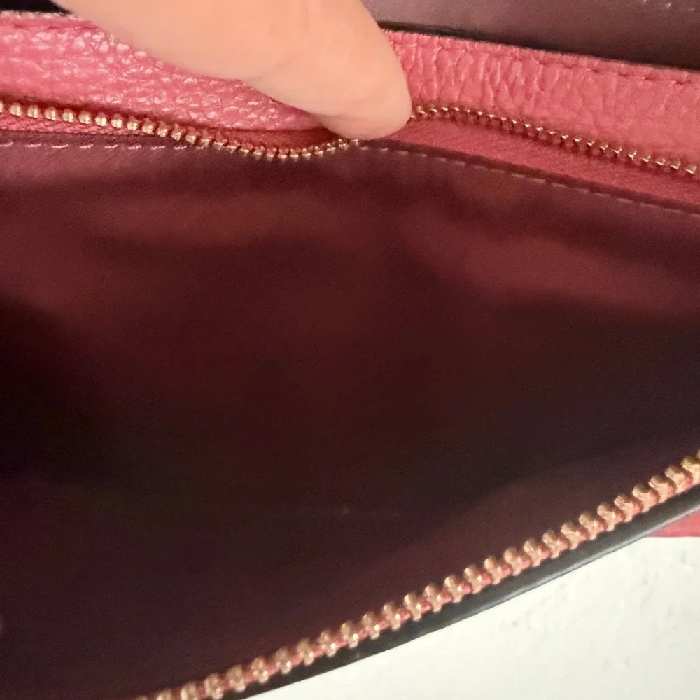 Coach Deep‎ Pink Anna Foldover Pebbled Leather Horse & Carriage Crossbody Clutch